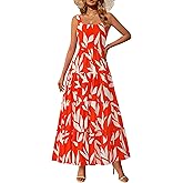 PRETTYGARDEN Women's 2026 Summer Floral Maxi Dress Sleeveless Smocked Ruffle Long Flowy Beach Vacation Boho Sundresses
