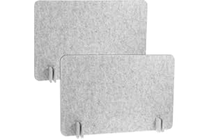 BOHUIZ 2pcs Acoustic Desk Privacy Panel, 24 x 16" Desk Dividers for Students Desk Partition with Support Feet for Office or Home Use(Silver Gray)