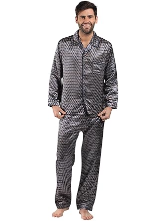 Mens/Gentlemens Nachtwäsche/Sleepwear Satin gedruckt Langarm Pyjama Anzug Satz, verschiedene Farben & Größen