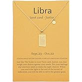 TGOLM 14k Gold Plated Zodiac Sign with Tarot Card Pendant Necklace Birthday Gift for Women