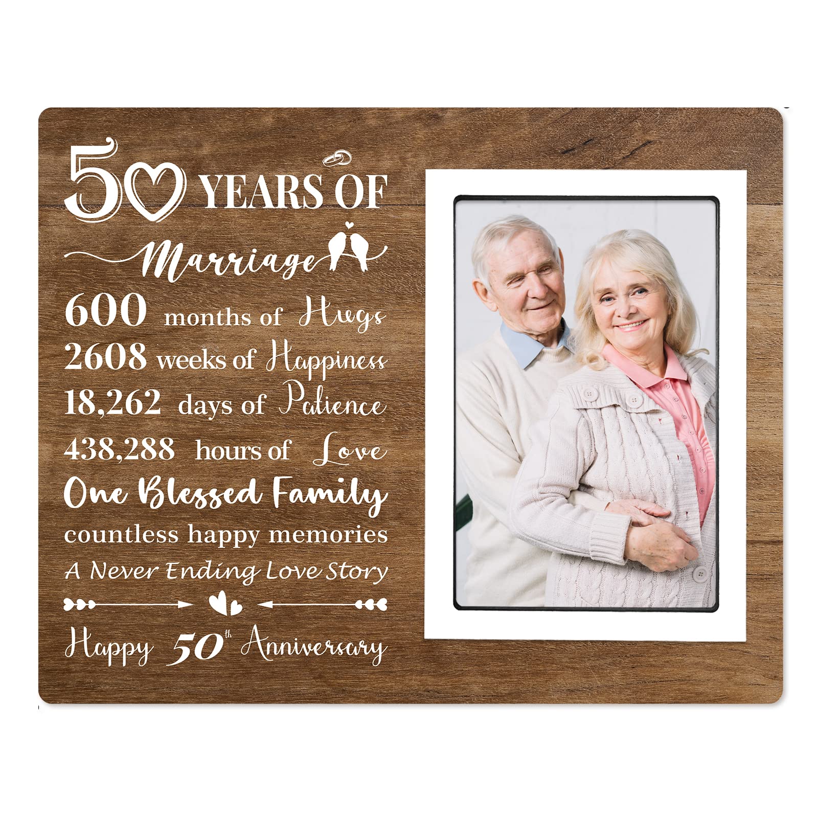 50th Anniversary Wedding Gifts for Her and Him - 50th Anniversary Picture Frame, Anniversary Marriage Gifts for Couple, Husband or Wife, 50 Years of Marriage, Fits 4x6 Inches Photo