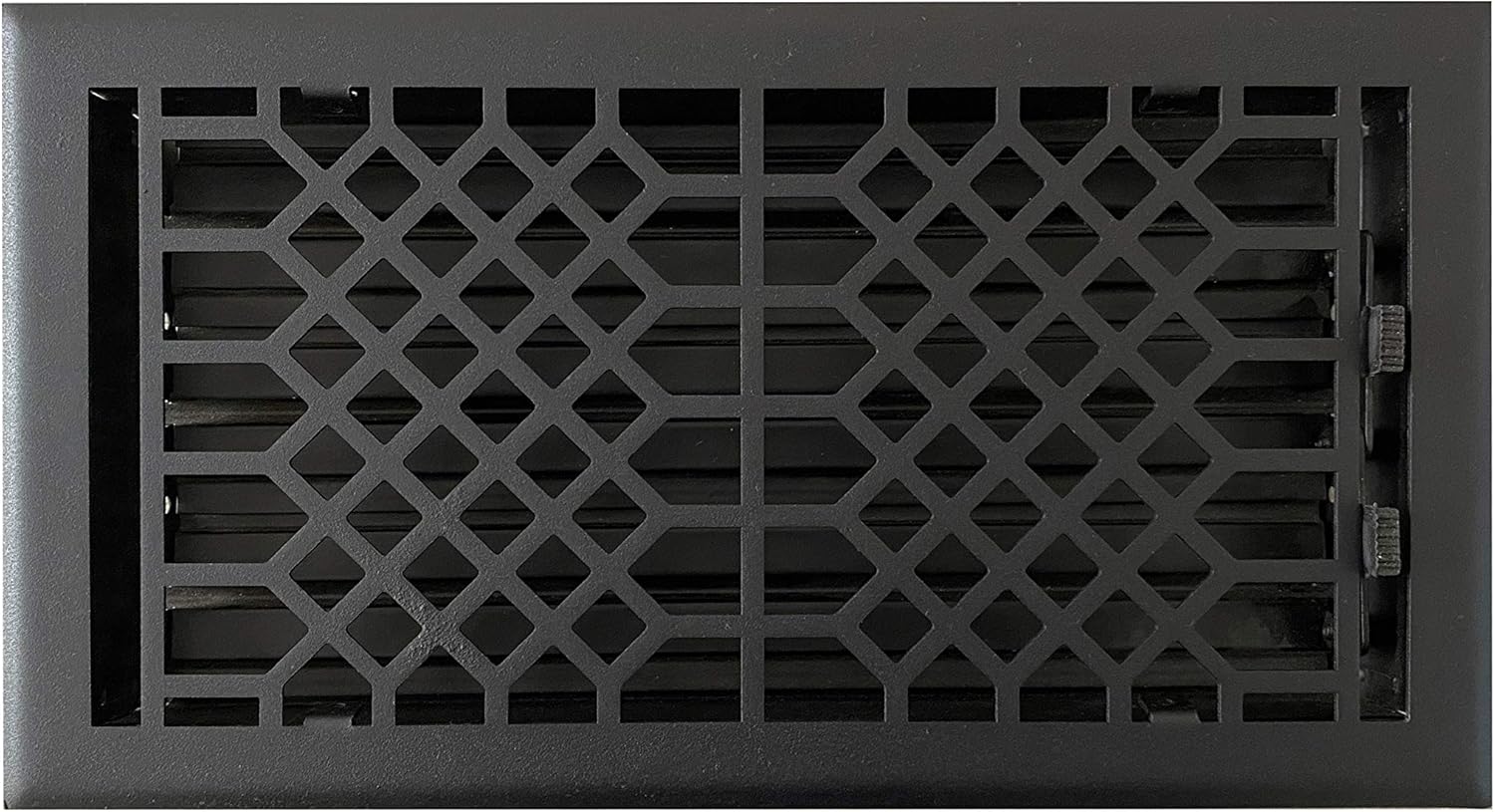 Registers, Grilles & Vents - Empire Register Co, Vent Cover - 6x12 inch, Antique Style Design, Textured Black Finish, Heavy Duty Floor Vent Covers, Metal Damper Attached. Vent Covers for Home Floor only.