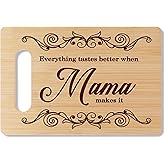 Mama Bamboo Cutting Board Gifts, Everything Tastes Better In Mama Kitchen, Farmhouse Home Decor, Bamboo Cutting Board With Warm Words, Mother's Day Birthday Gifts For Mom From Daughter Son -A34