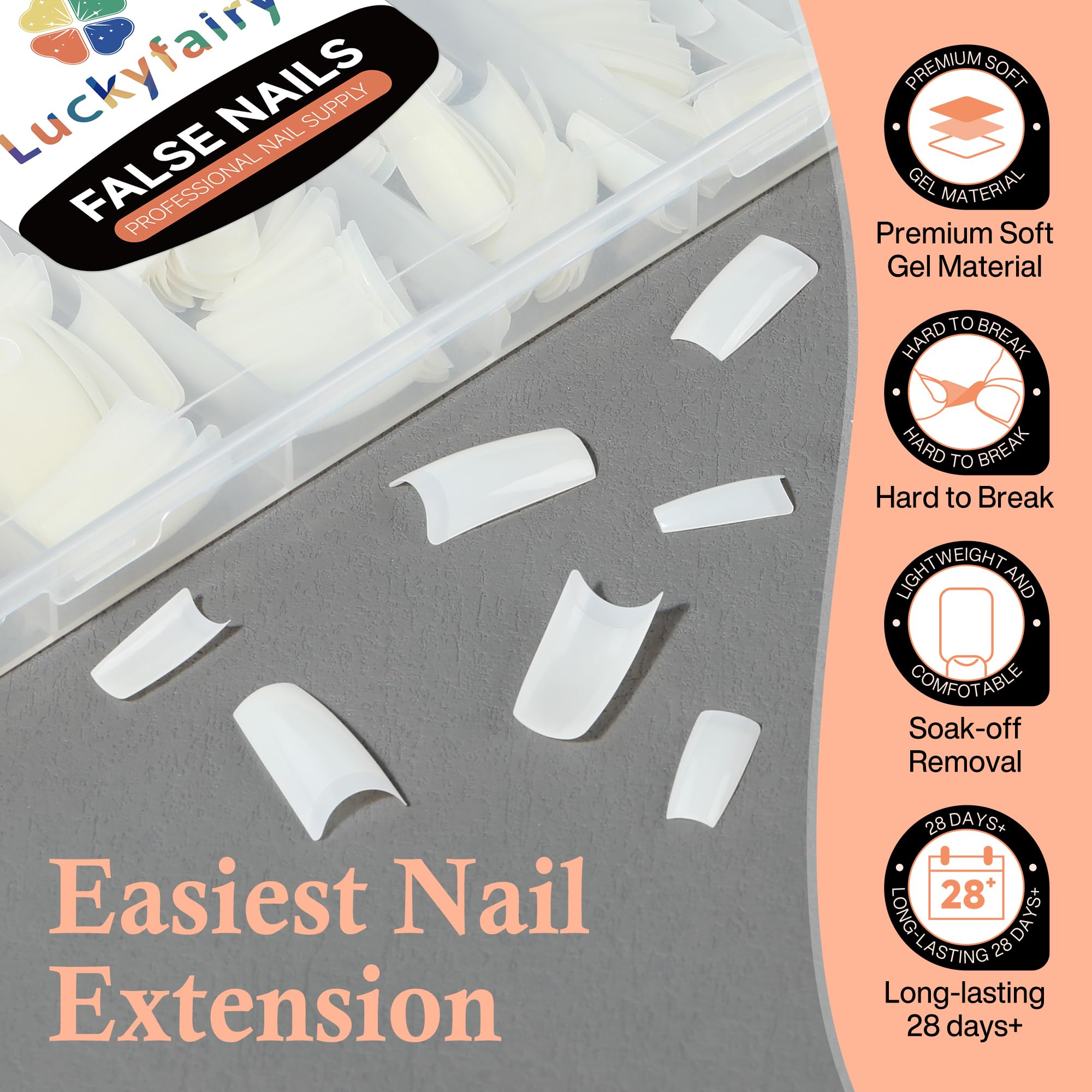 Luckyfairy 504PCS Half Cover False Nails Tips Acrylic Nail Tips Artificial False Nails Lady French Style Tip Acrylic Fake Nails For Nail Extensions Art Salon Home DIY - Image 5