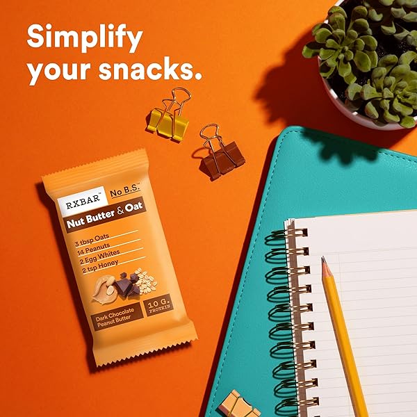 RXBAR NUT BUTTER AND OAT PROTEIN BARS, PROTEIN SNACKS, SNACK BARS, DARK CHOCOLATE PEANUT BUTTER, 9.7OZ BOX (5 COUNT)