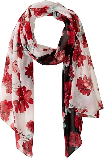 Calvin Klein Women S Colorblock Floral Poly Chiffon Scarf Barn