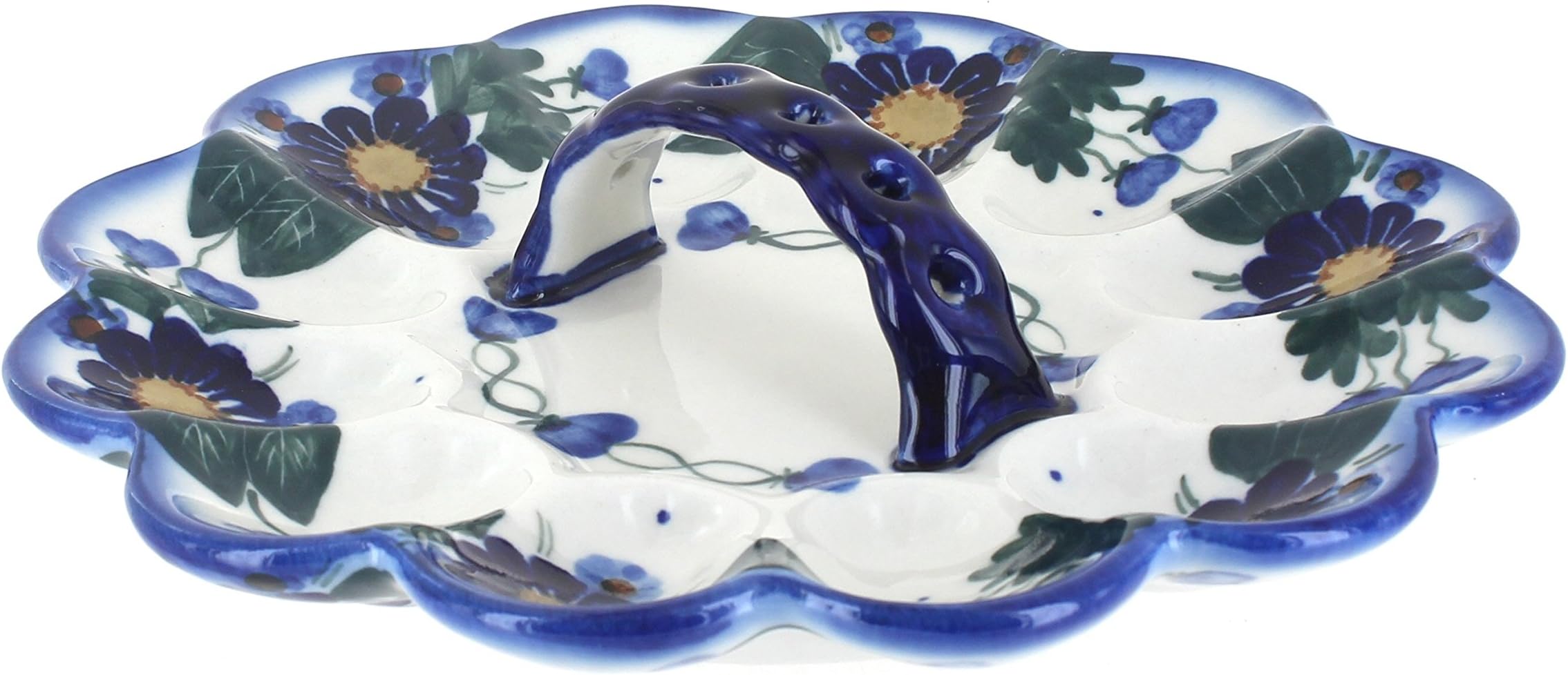 Blue Rose Polish Pottery Forget Me Not Egg Plate