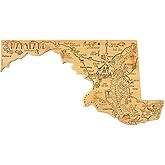 Totally Bamboo Destination Maryland State Shaped Serving and Cutting Board, Includes Hang Tie for Wall Display