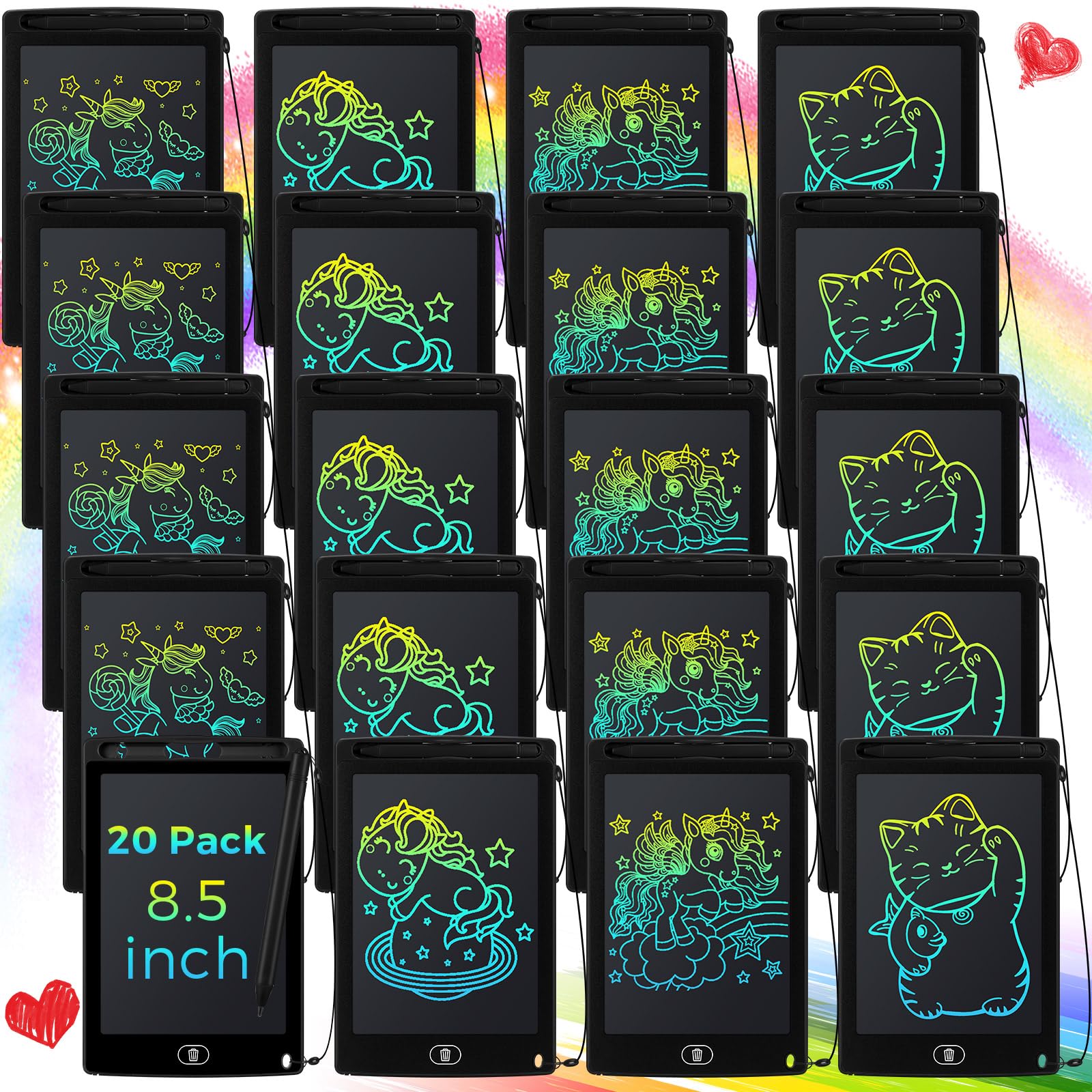 Photo 1 of Zhehao 20 Pack LCD Writing Board for Kids, 8.5 Inches Doodle Reusable Screen Drawing Pad Erasable Painting Pads Educational Toy for 3-8 Years(Black)