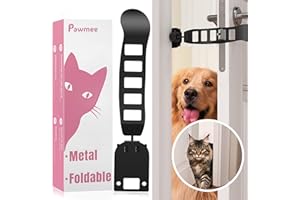 Pawmee Metal Cat Door Stopper, Door Prop for Cats, Easy Install, Most Durable & Foldable, 【5 Adjustable Sizes】 Keep Interior Door Cracked Open for Cat - Dog Proof Cat Feeding Station, No Wall Damage