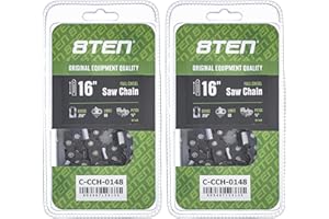 8TEN Full Chisel Chainsaw Chain 16 Inch .058 3/8 60DL for Husqvarna 455 Rancher Poulan 475 Jonsered 2165 (2 Pack)