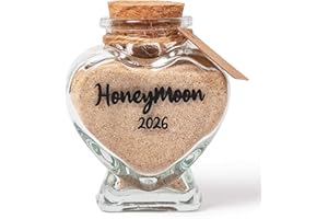 TUNGURIS Honeymoon Sand Keepsake Jar 2026，Bridal Shower, Wedding, Engagement, Honeymoon, Travel Gift for Couples, Newlywed, Fiance(Gift Box Includes) - 40ml Heart Shape Glass