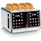 Toaster 4 Slice with TouchScreen, Memory Function &amp; Single-Slot Focus, Keenstone 1800W Smart Digital Toaster for Ultimate Control, Wide Slot to Reheat &amp; Defrost Bagels, Bread, Waffles, Stainless Steel