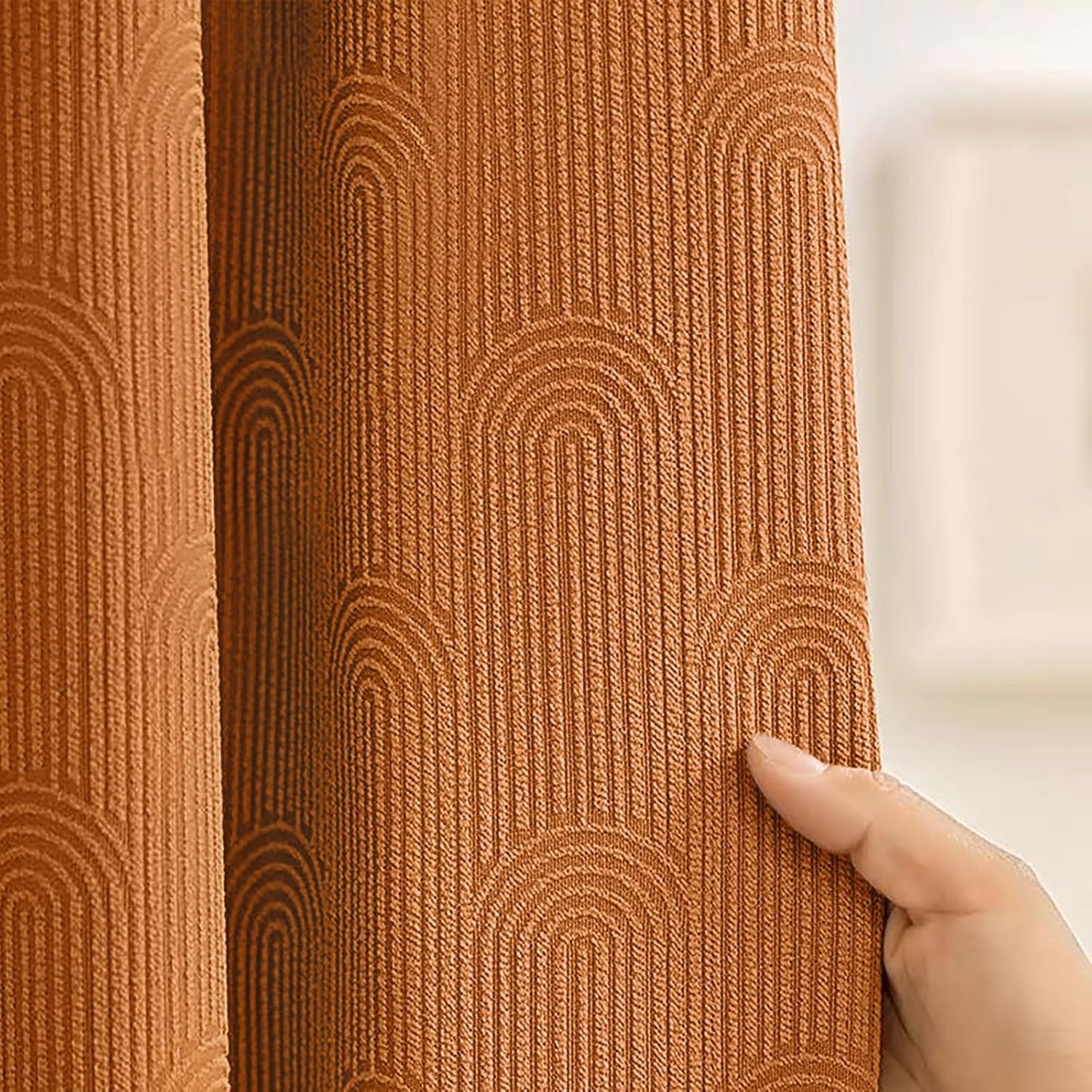 NDDYCU Burnt Orange Shower Curtain Fall Terracotta Mid Century Shower Curtain 72" W x 72" L