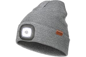 YunTuo LED Beanie with The Light, Unisex USB Rechargeable Headlamp Winter Knitted Cap Gifts for Men Dad Husband Him