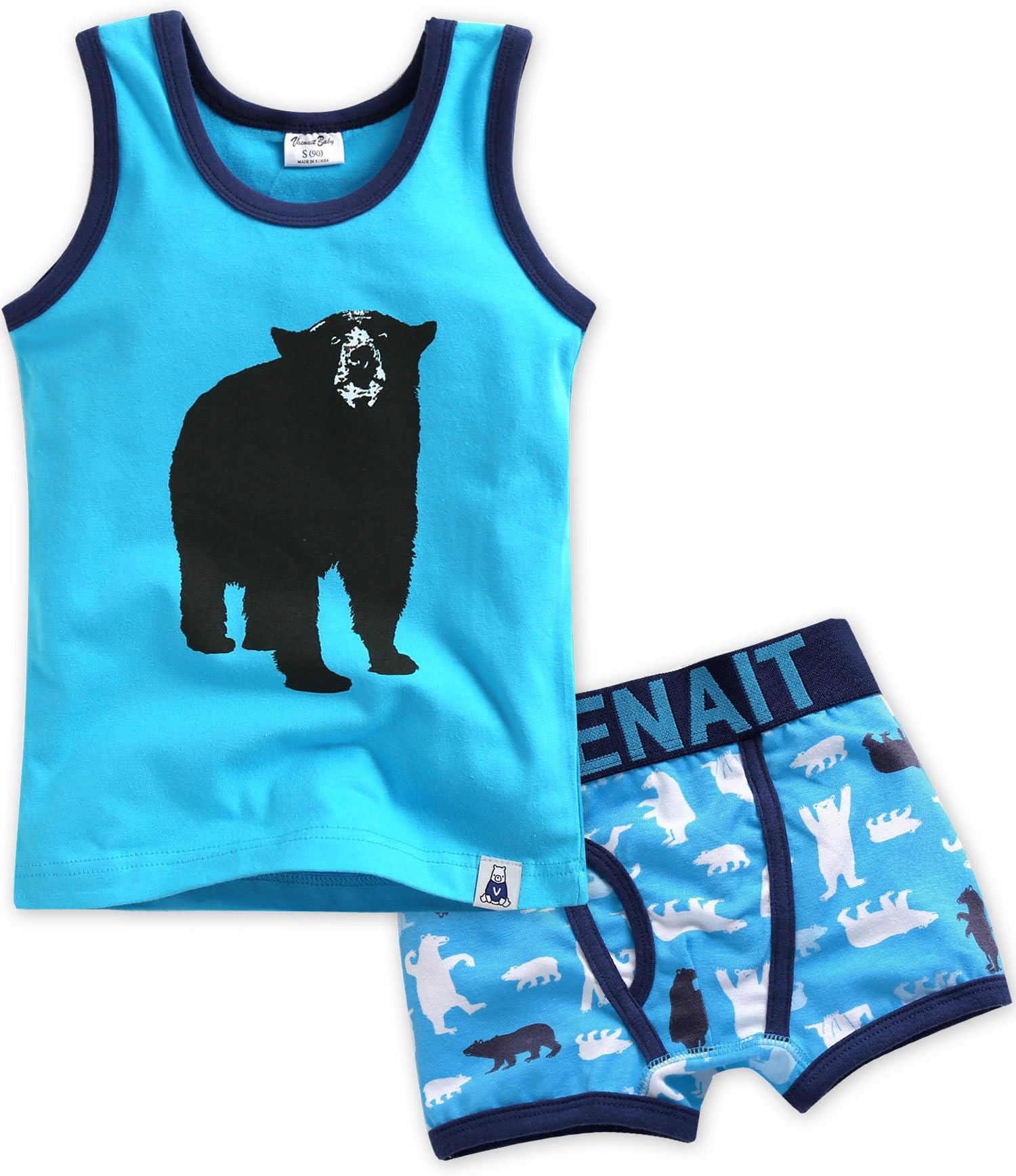 Vaenait Baby 2-7 Yrs Kids Boys 2pcs Underwear Undershirt Boxer Brief Set