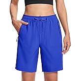 MAGCOMSEN Women's Hiking Shorts Lightweight Quick Dry 8" Golf Shorts Water Resistant with 3 Zipper Pockets