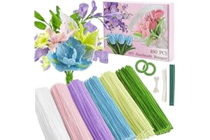 SUZURANA 400 Pieces Pipe Cleaners Crafts Set,6 Colors Chenille Stems Creative Craft Pipe Cleaners Flowers for DIY Craft Bouquets,Holiday Decorations（Colorful）