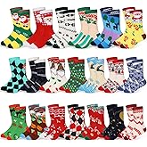 Suhine 20 Pairs Kids Christmas Socks Bulk Children Christmas Fuzzy Socks Colorful Thermal Gift for Boys Girls 6-10 Years
