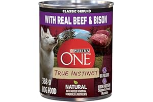 Purina ONE Classic Ground True Instinct Wet Dog Food, Beef & Bison - 368 g Can (12 Pack)
