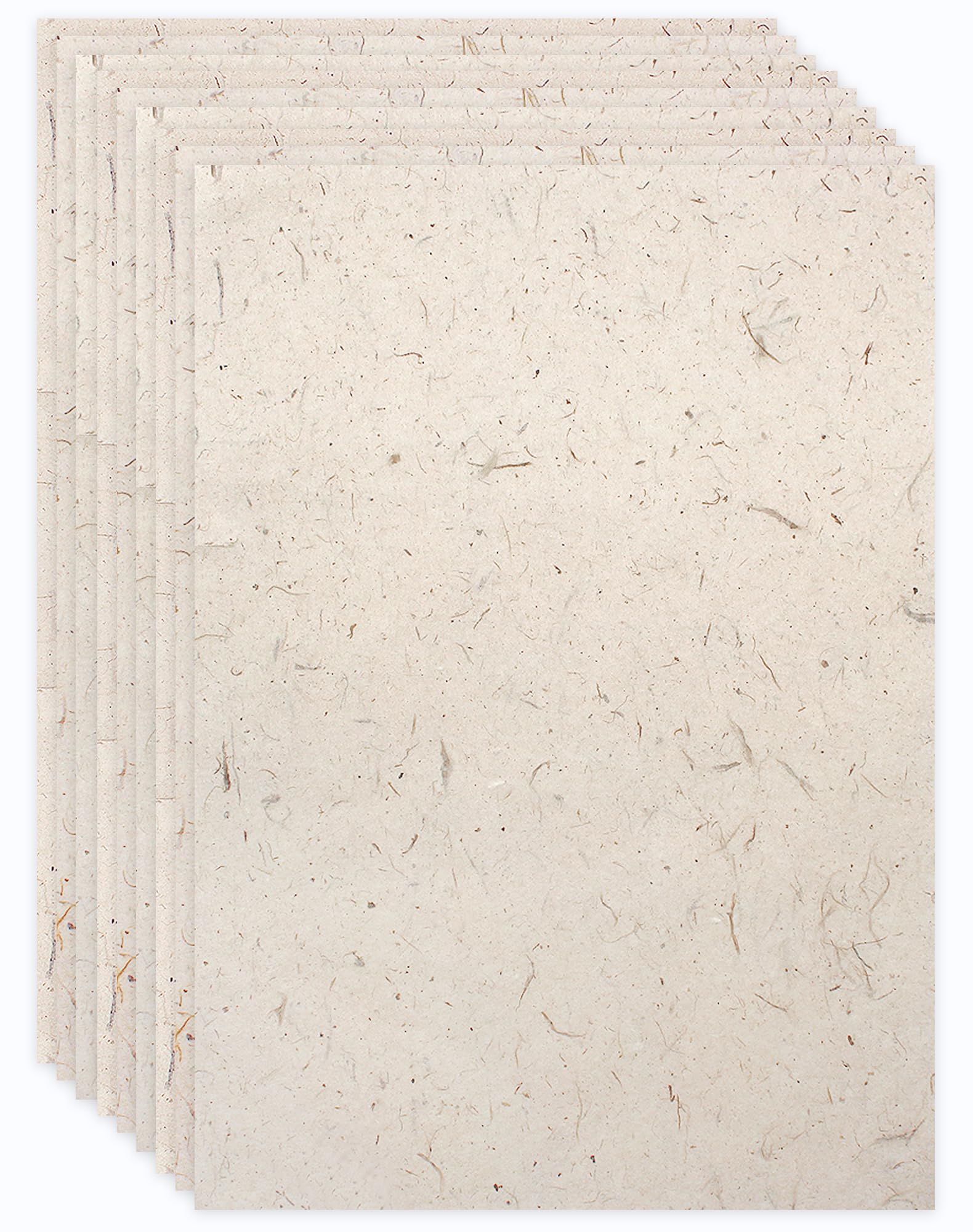 Anvin A4 Natural Mulberry Paper 50 Sheets Visible Leaves Fiber Rice Paper Printable Decoupage Tissue Paper Sheets for Writing, Painting, Card Making, DIY Crafts(21x29.7cm, Semi Transparent Jute)