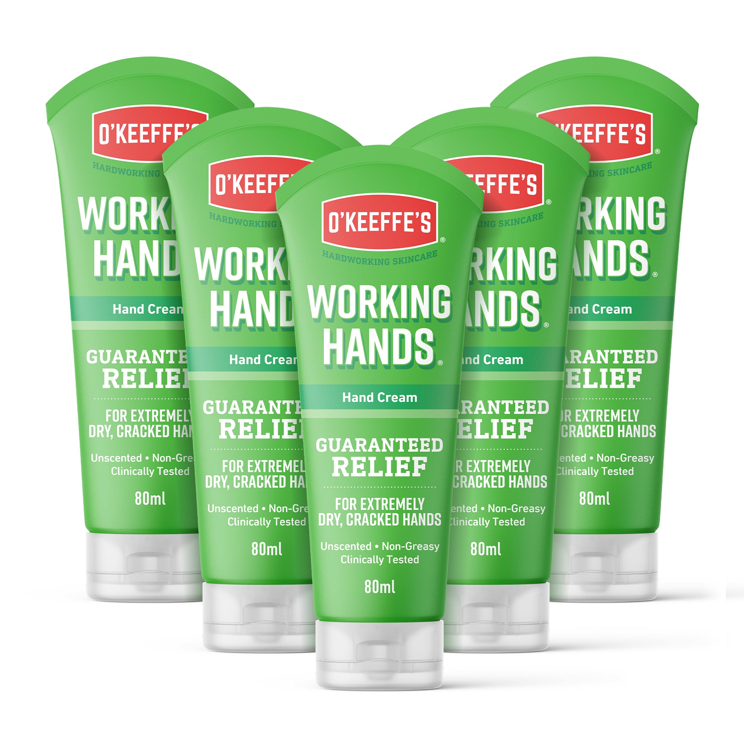 O'Keeffe's Working Hands, 80ml Tubes (5 Pack) - Hand Cream for Extremely Dry, Cracked Hands | Instantly Boosts Moisture Levels, Creates a Protective Layer & Prevents Moisture Loss