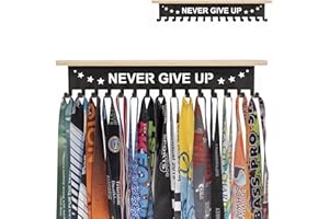 iBobbish Premium Trophy and Medal Display Shelf 16inchL,Metal Trophy Shelf with Hooks Upgraded,Large Bamboo Trophy Board Display,Sturdy Trophy Shelf with Hooks for Medals Metal Wall Mount Medals