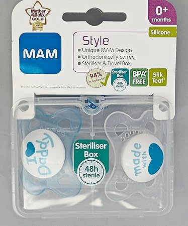 MAM Style - 2 x Schnuller 'I Love Mummy & I Love Daddy' 0m+ (Blau)