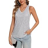 MINTLIMIT Womens Full Sequin Tank Tops Glitter Club Party Sleeveless Shirt Sparkle Blouses V-Neck Loose Shimmer Vests