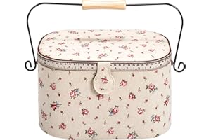 Prym Large Oval Sewing Basket, Country Rose Floral