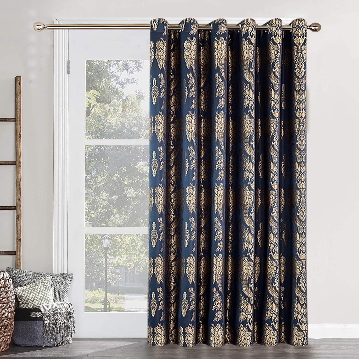 Hafaa Eyelet Door Curtain for Living Room Fully Lined Jacquard Ring