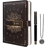 TIEFOSSI Diary with Lock, Tree of Life Vintage Journal with Lock for Women Men, A5 Refillable Locked Notebook for Writing, 224 Numbered Pages
