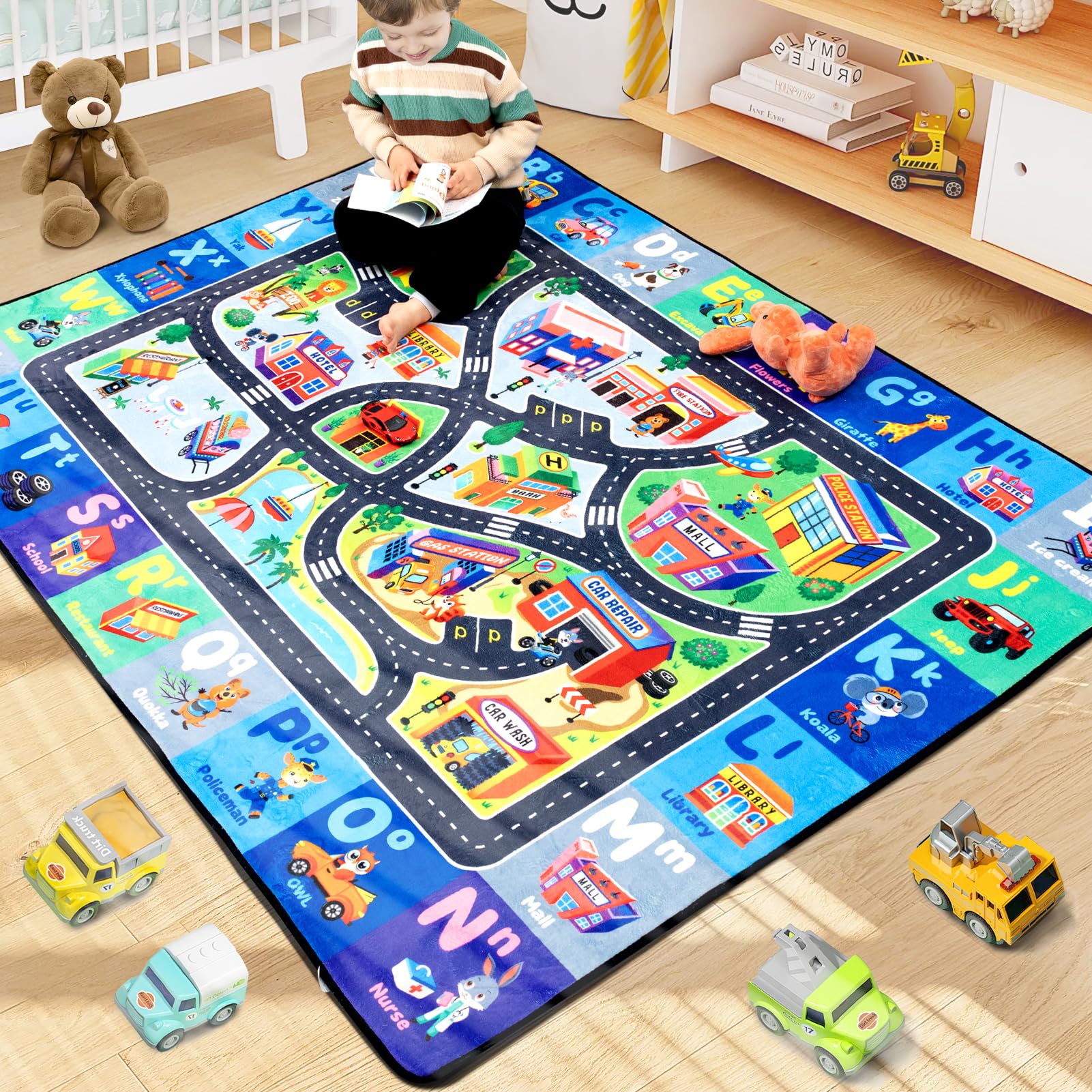 Photo 1 of Diysani ABC Rug, Toddler Play Mat Rug 4x6 Feet, Extra Thick (0.4in) Washable Baby Play Mat for Floor, Classroom Carpet Non-Slip for Learning, Alphabet, Nursery Mat for Crawling & Fun & Playroom Decor