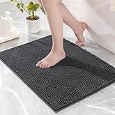 Exclusivo Mezcla Bathroom Rugs Mat 17x24, Extra Soft Absorbent Chenille Bath Rugs Mat, Quick Dry, Machine Washable Bath Mats for Bathroom Floor, Shower, Home Decor, Grey