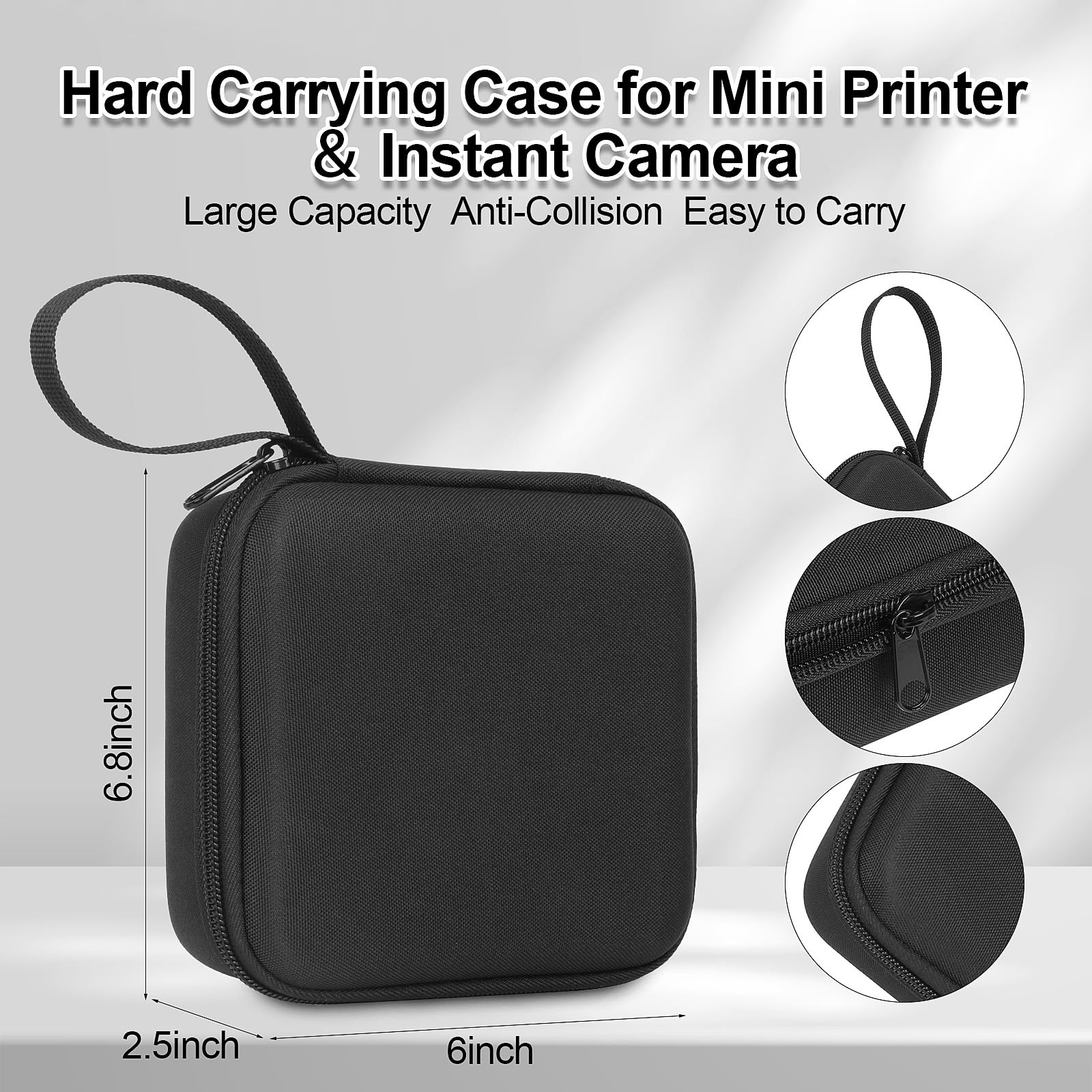 HuiJuKeJi Mini Sticker Printer Case,High-Capacity Hard Protective Box for X5/Phomemo M02/T02 Printer,Portable Carrying Case Suitable for Thermal Inkless Photo Printer,Instant Camera,Label Marker