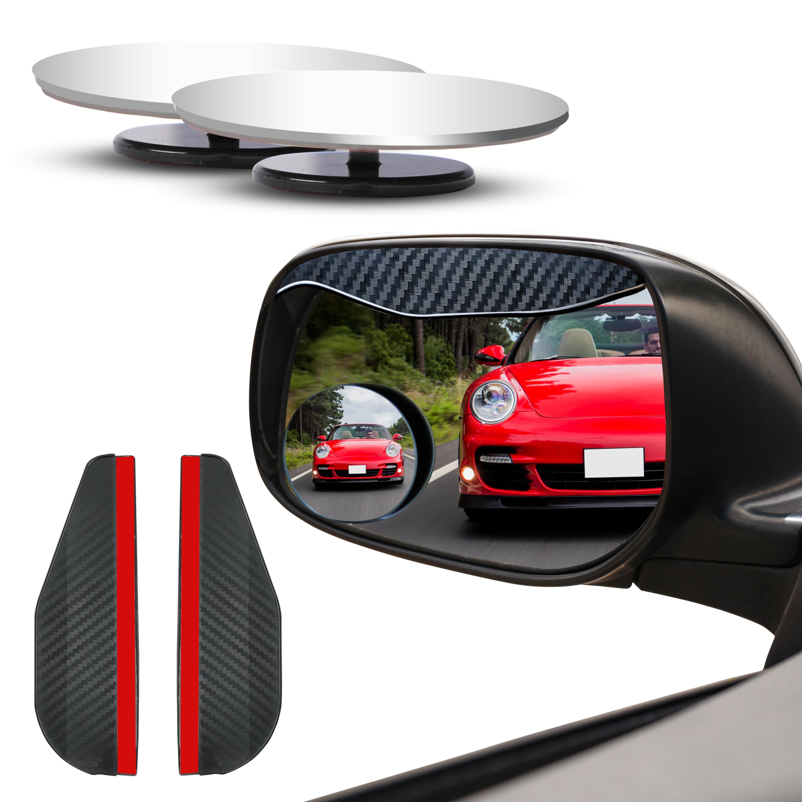 Photo 1 of EcoNour Car Blind Spot Mirrors with Rain Visor (2 Pack) - Convex Rear View Blind Spot Mirrors, 2" Round HD Car Side Mirror Blindspot, Wide Angle Adjustable Blindspot Mirror for SUVs & Trucks