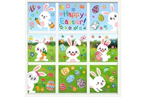 PSEUTIO 137 PCS Easter Window Clings for Glass Windows Spring Window Clings Easter Window Stickers for Easter Window Decorations