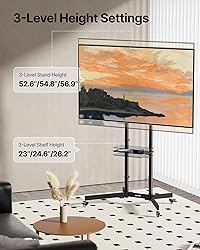 ECOTINY Heavy-Duty Rolling TV Stand for