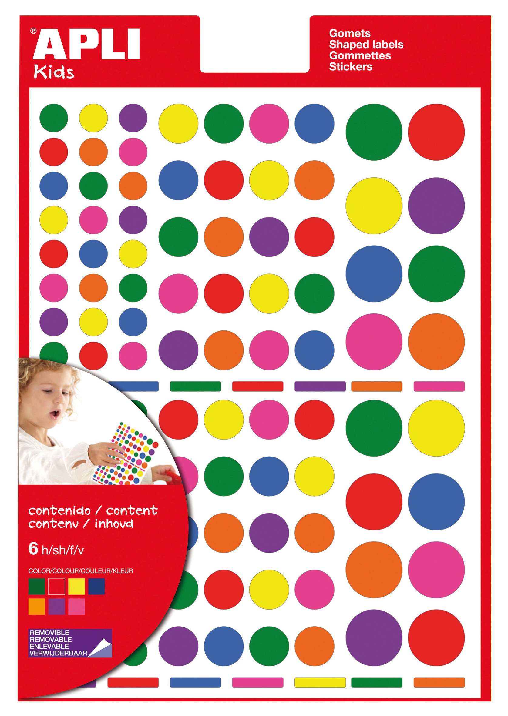 Apli 946029 - Multicoloured Stickers - 6 Sheets