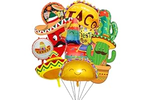 Mexican Fiesta Decorations for Fiesta Party Decorations, 10pcs Mexican Foil Balloons Mexican Theme Balloons for Cinco De Mayo