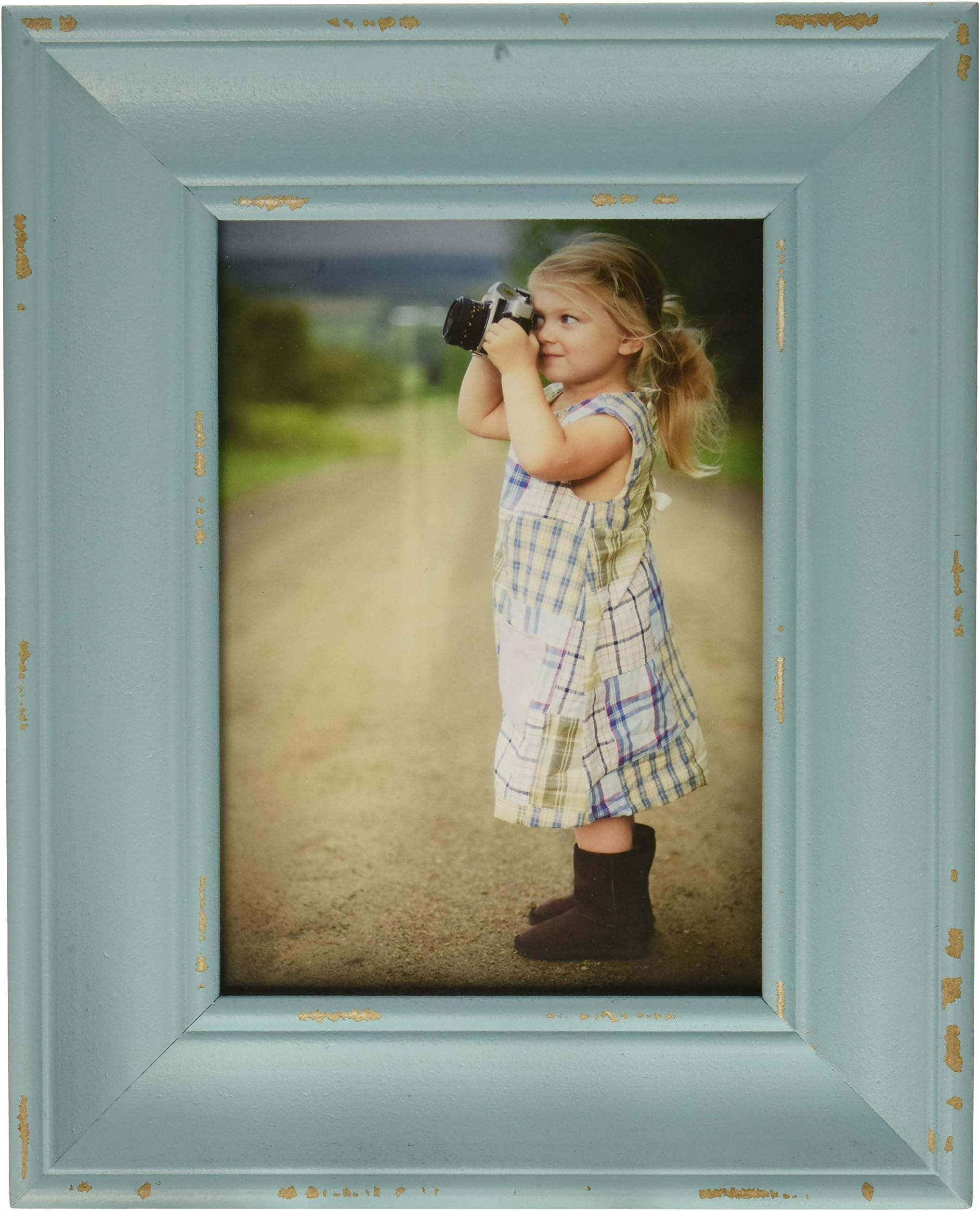 DII Distressed Wooden Picture Frame Collection Rustic Farmhouse Inspired, 5x7, Blue