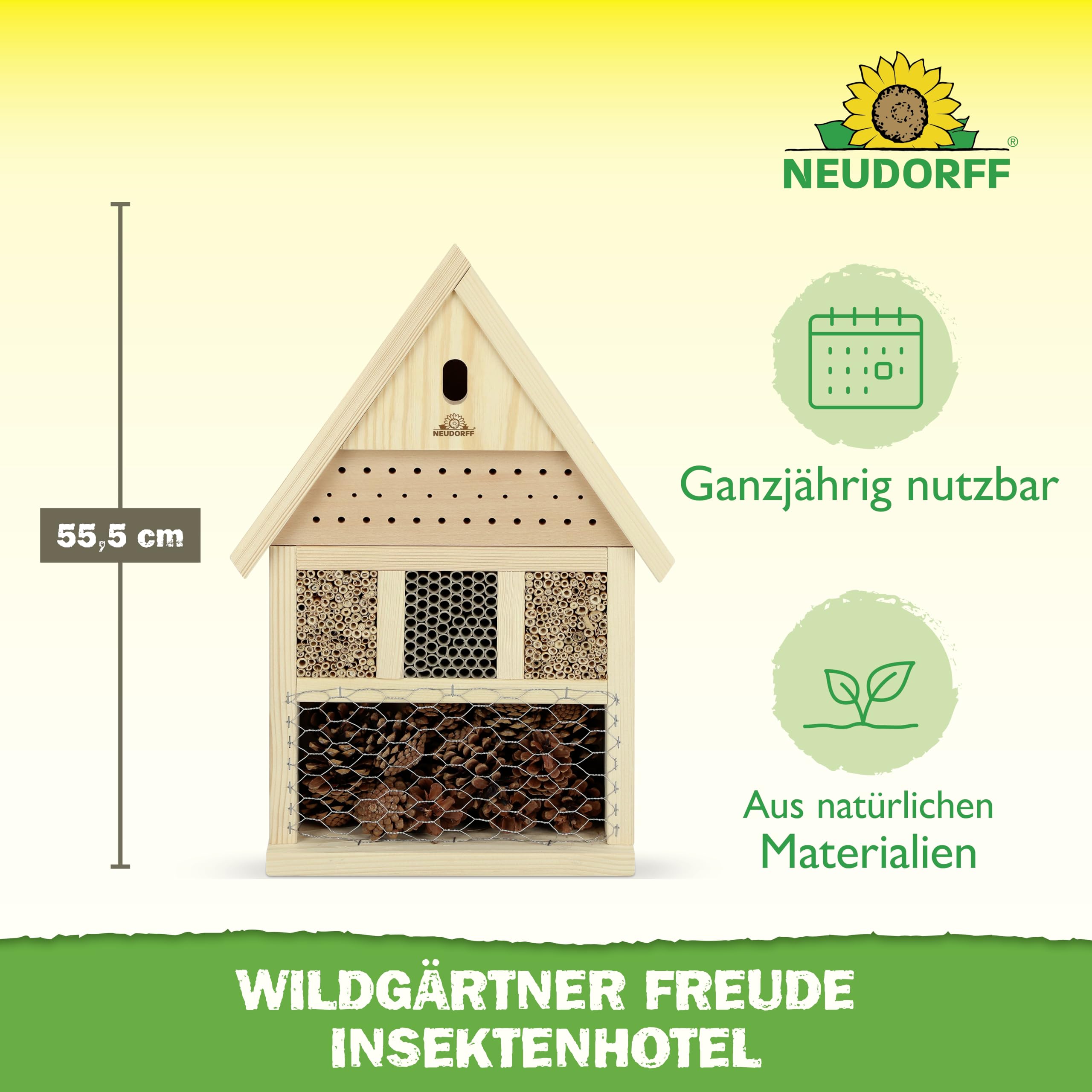 Neudorff Wildgärtner Freude Insektenhotel – Handgefertigte und unbehandelte Nisthilfe für Insekten wie Wildbienen, Marienkäfer und Florfliegen, 1 Stück 3