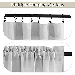 RYB HOME Linen Textured Wave Pattern Sheer Valance
