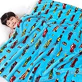 Lukeight Race Cars Toddler Blanket, Plush Cars Throw Blanket for Kids, Thick and Warm Boys Blanket for Teens, 50x60 Inches, Cartoon Cars, 100% Microfiber Polyester, Unisex, Modern, Reversible