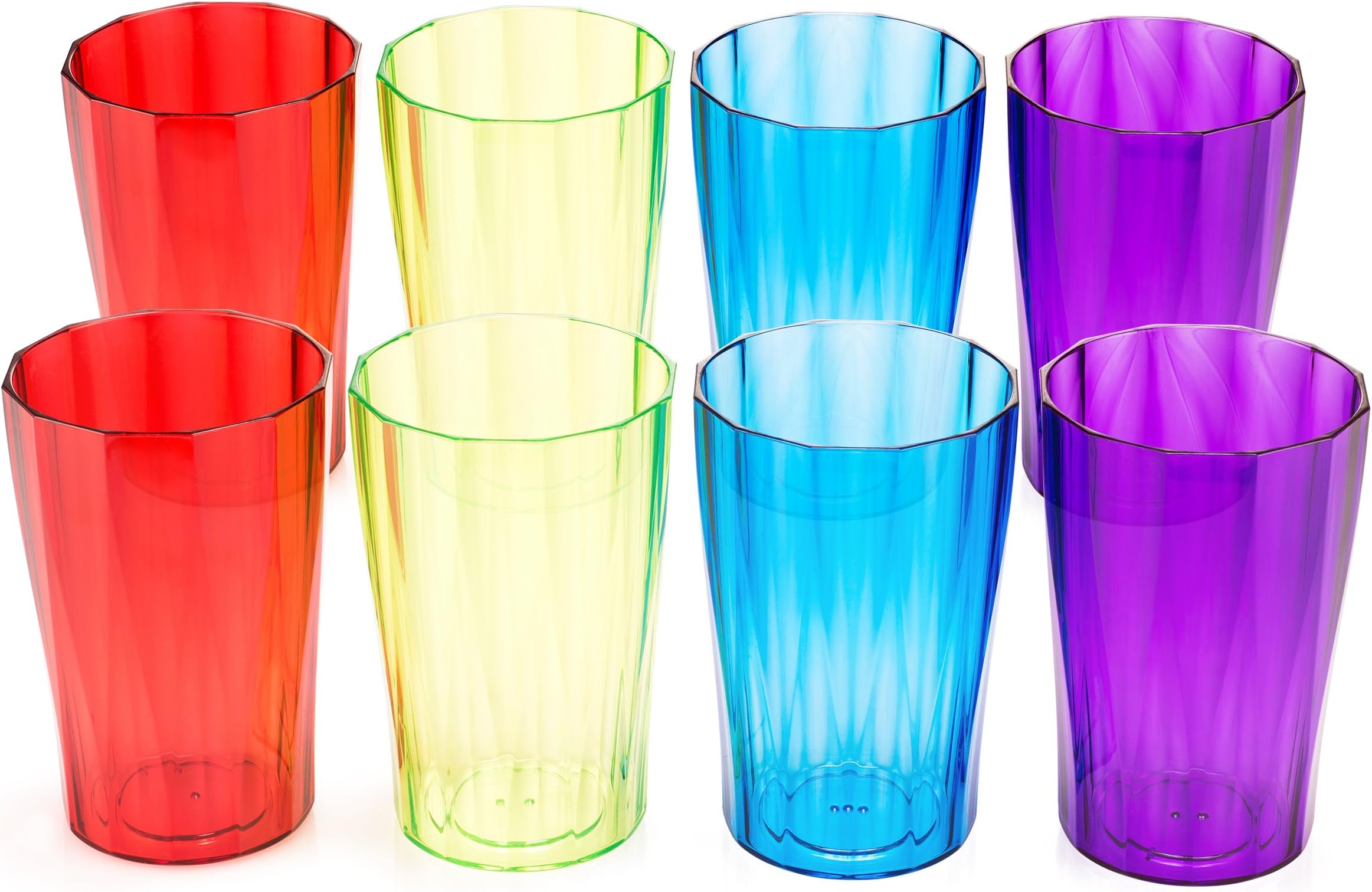Drinking Glasses by Spogears - Set of 8 Drinking Cups - 13 Ounce, Plastic Tumblers, Vibrant Colors, The Plastic Glasses Set are Break Resistant Drinkware, Dishwasher Safe, BPA Free, Beverage Tumbler