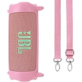 Lebakort Silicone Cover Compatible with JBL Flip 7 Waterproof Portable Speaker (Pink Cover)
