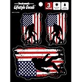 Patriotic Sasquatch Decals - Set of 3 USA Flag Bigfoot Silhouette Vinyl Stickers for Vehicles Truck Window Bumper - Made in The USA