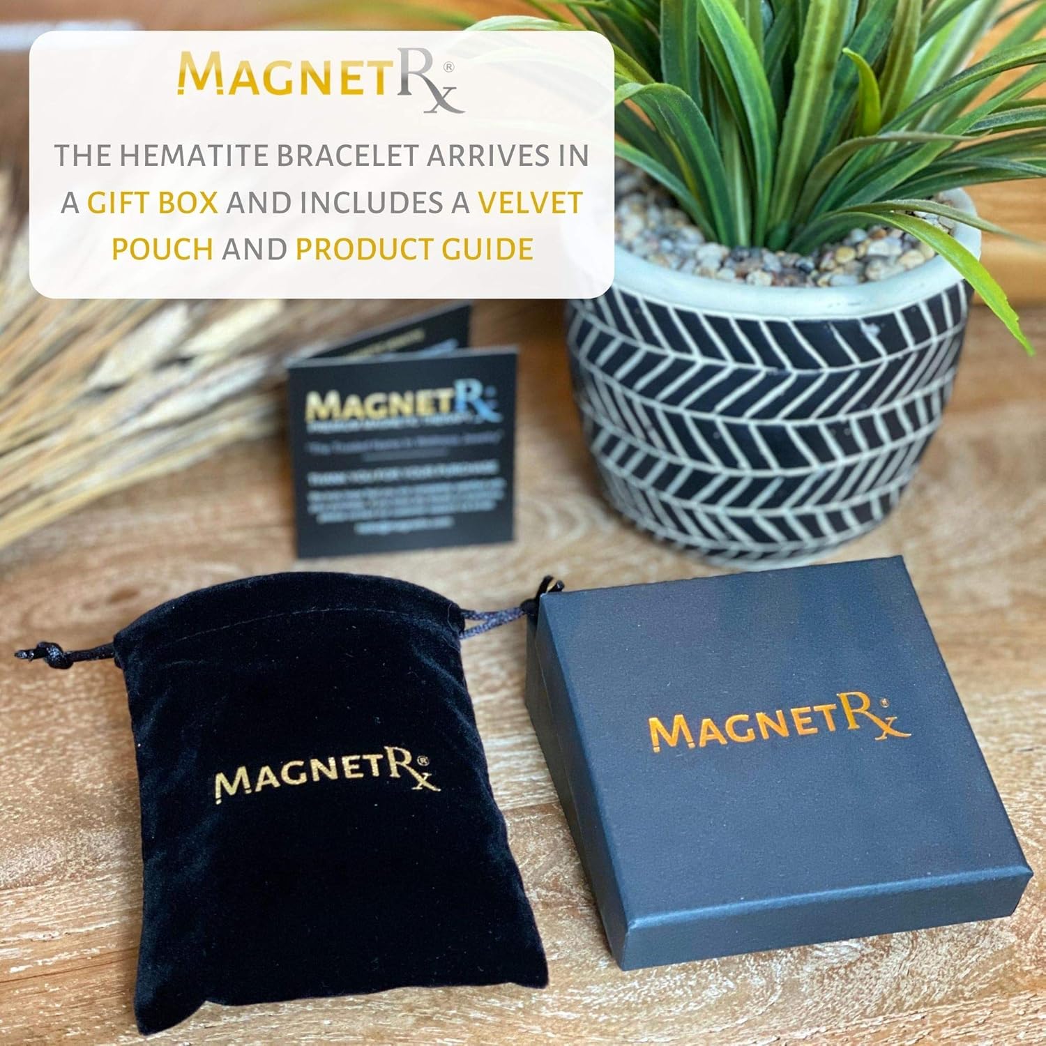 MagnetRX® Hematite Magnetic Therapy Bracelet - MAX Strength Natural Pain Relief and Healing Stones - Beaded Magnetic Hematite Bracelets (Double Strength 8mm): Health & Personal Care