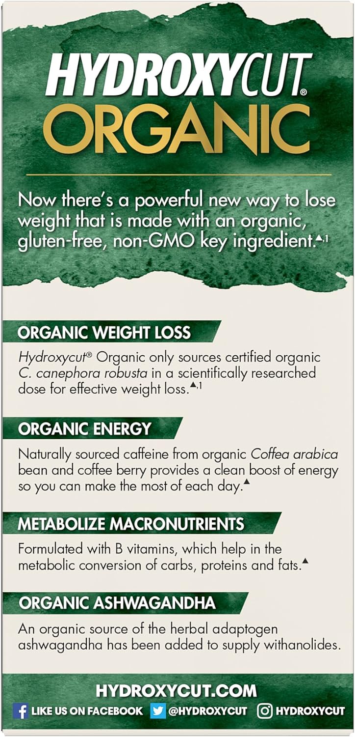 Hydroxycut Organic Weight Loss Supplements, Pure Ingredients, Naturally