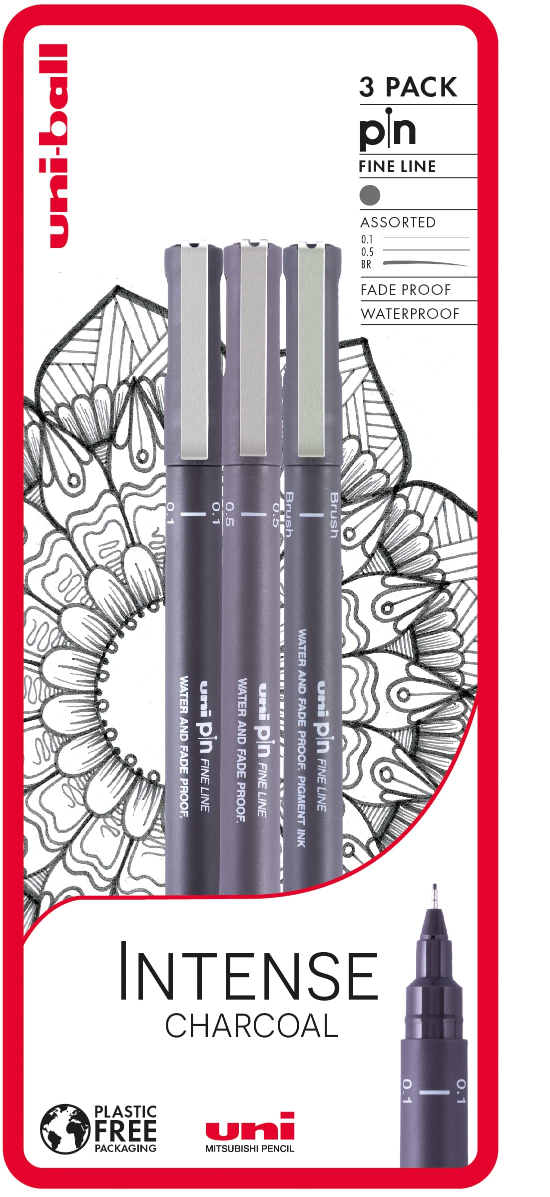 uni-ball PIN Fineliners, Black Fine Tipped Writing Pens, Water and Fade-Resistant Ink, Ideal for Architects, Sketching, Scrapbooking, Outlining, Art, Technical Drawing, Archival Quality, Pack of 3